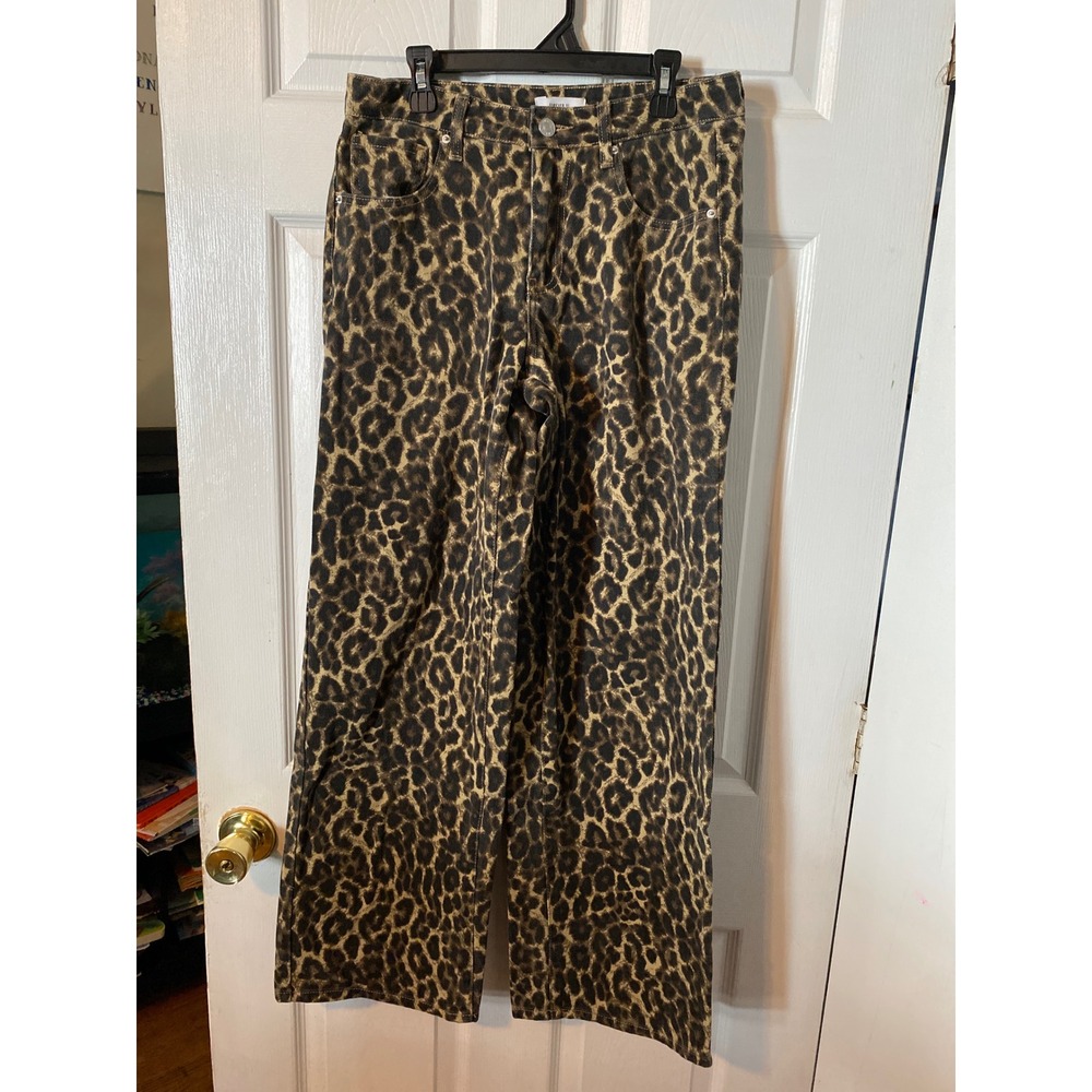 Forever 21 Baggy Leopard Print Jeans High Waisted Wide Leg Brown Black Size 25
